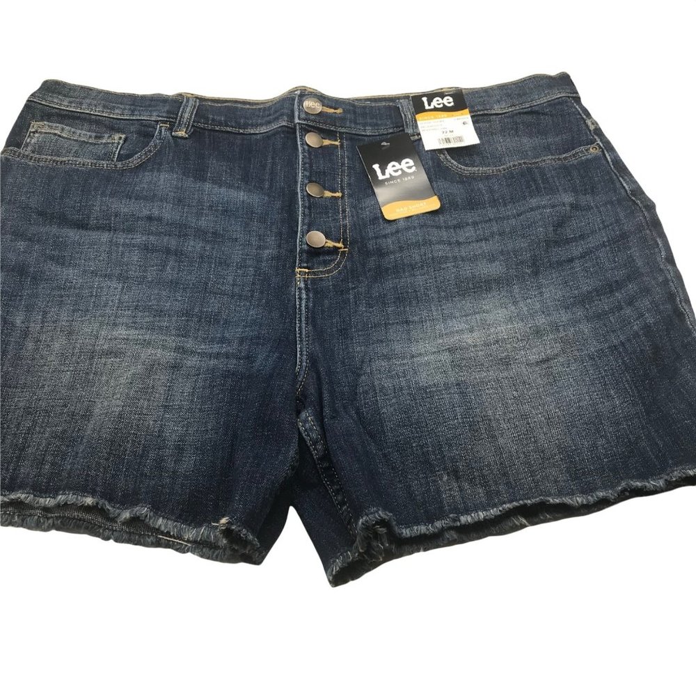 Lee Women's 22M Hi-Rise Relaxed Fit Modern Cyan Dad Blue Short Denim Jean New